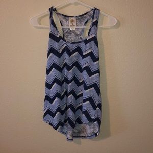 blue and white striped tank top